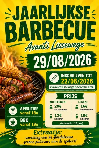 Krachtbal Avanti Lissewege - Jaarlijkse Barbecue Avanti Lissewege - 29 augustus 2026